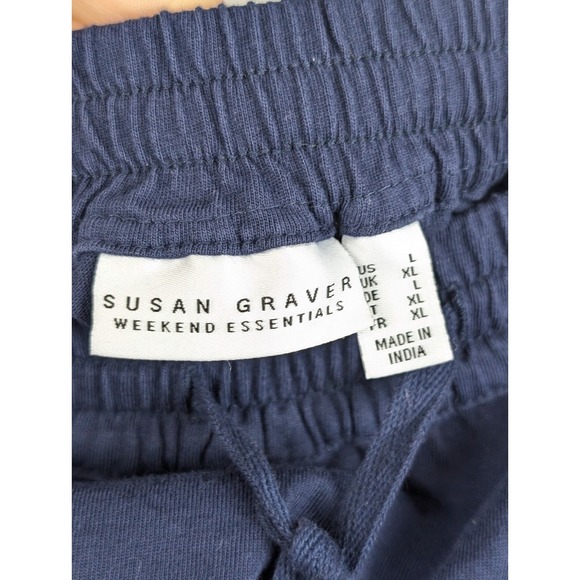 Susan Graver Navy Blue Skirt Drawstring Pockets L Athleisure Casual Boho Comfort - Picture 8 of 10